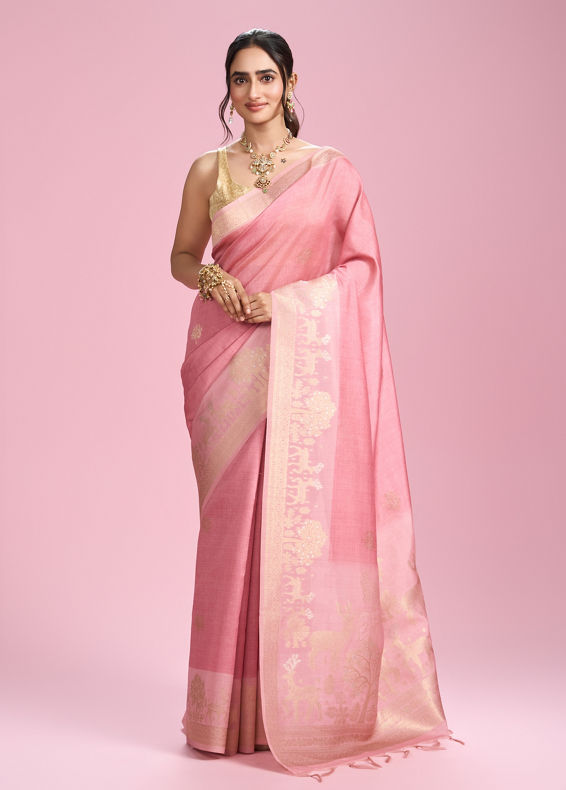 Mohey Women Pink Elegance Brilliance Saree