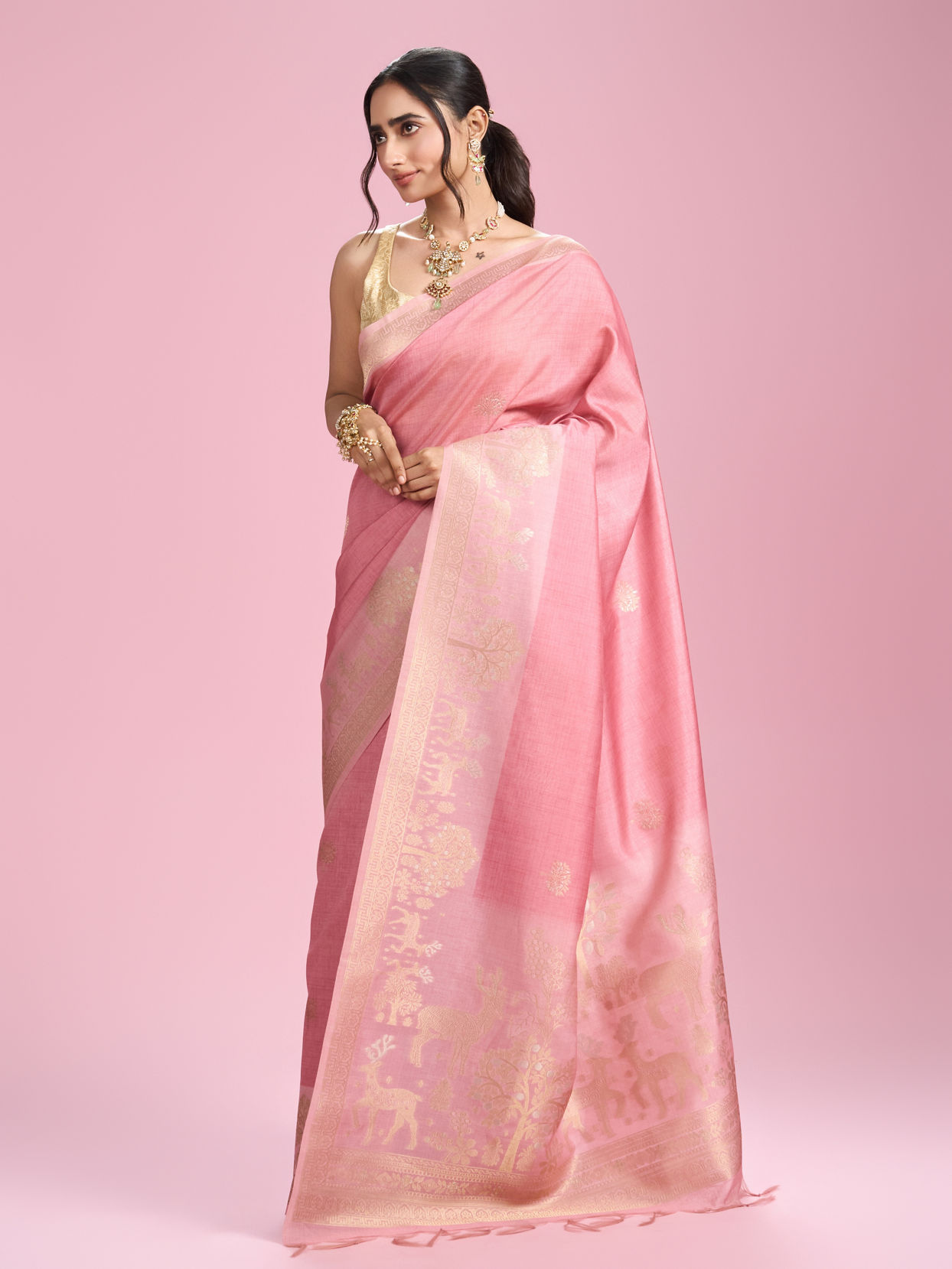 Mohey Women Pink Elegance Brilliance Saree