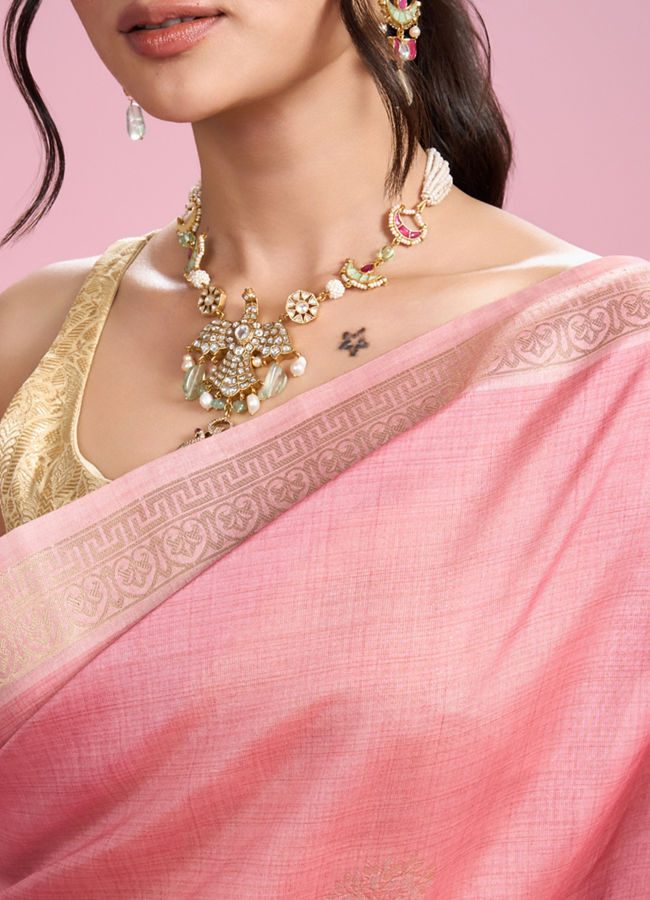 Mohey Women Pink Elegance Brilliance Saree