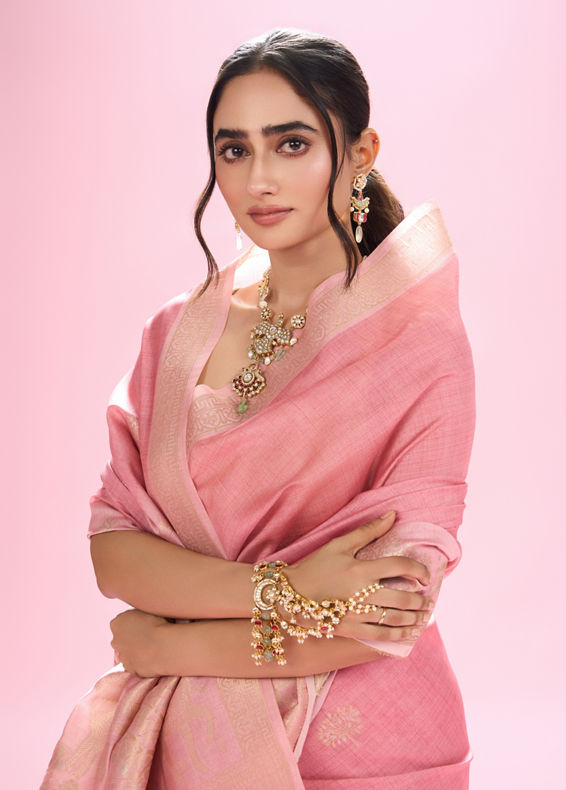 Mohey Women Pink Elegance Brilliance Saree