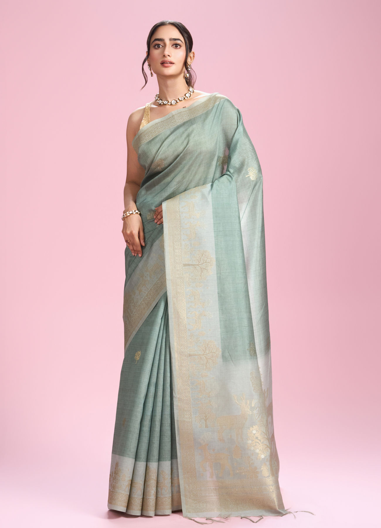 Mohey Women Radiant Light Blue Saree