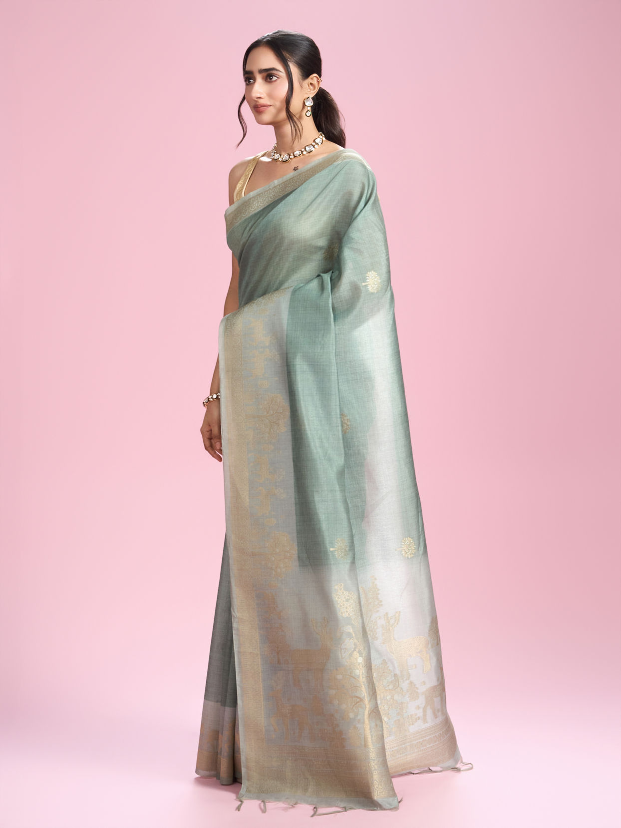 Mohey Women Radiant Light Blue Saree