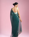 Mohey Women Sea Green Chinon Party Wear Saree