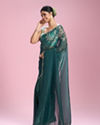 Mohey Women Sea Green Chinon Party Wear Saree
