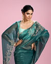 Mohey Women Sea Green Chinon Party Wear Saree