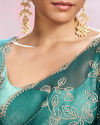 Mohey Women Sea Green Chinon Party Wear Saree