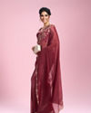 Mohey Women Coral Charm Chinon Saree