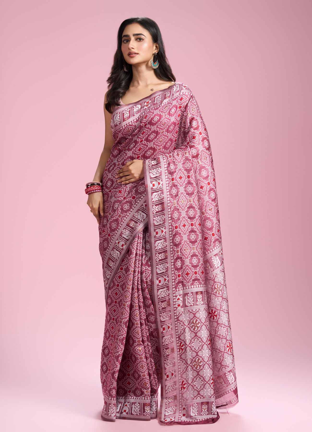 Mohey Women Wine Hues Celebration Saree