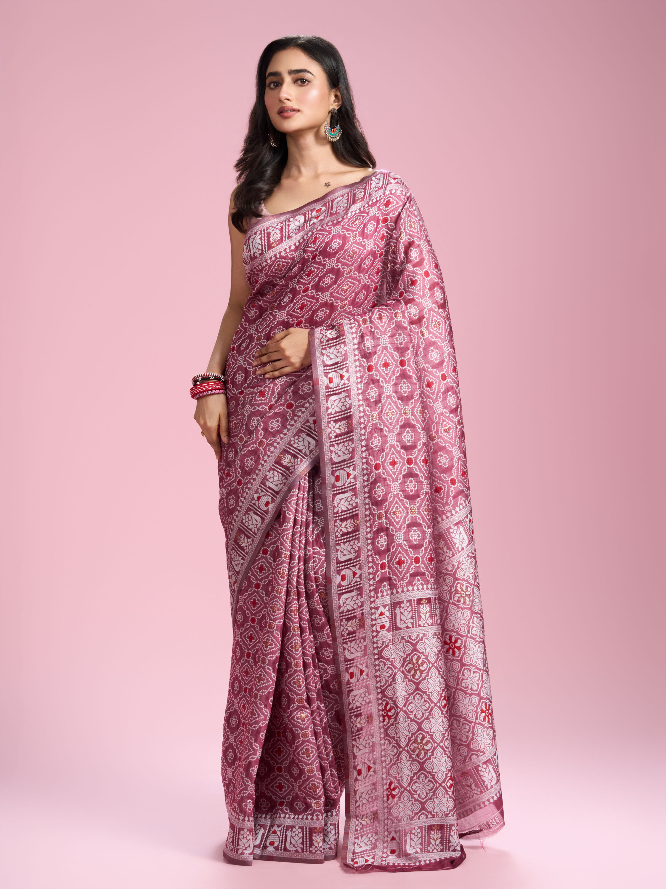 Mohey Women Wine Hues Celebration Saree