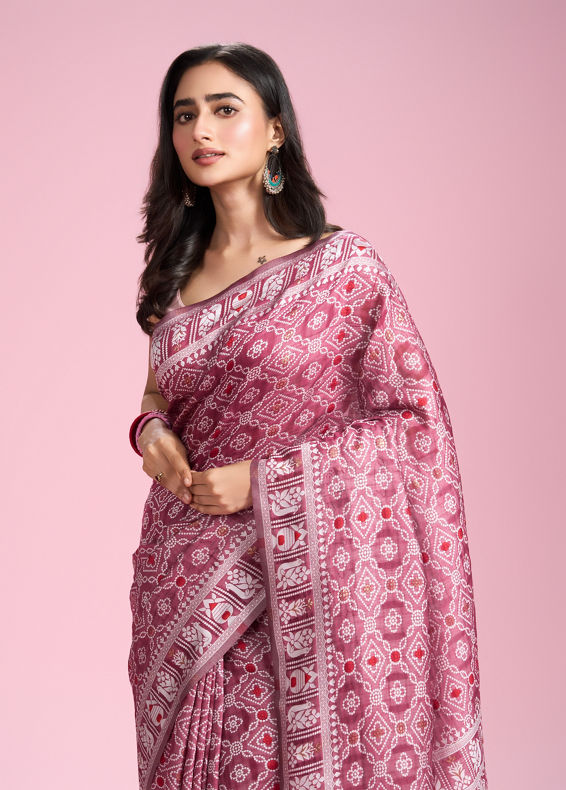 Mohey Women Wine Hues Celebration Saree