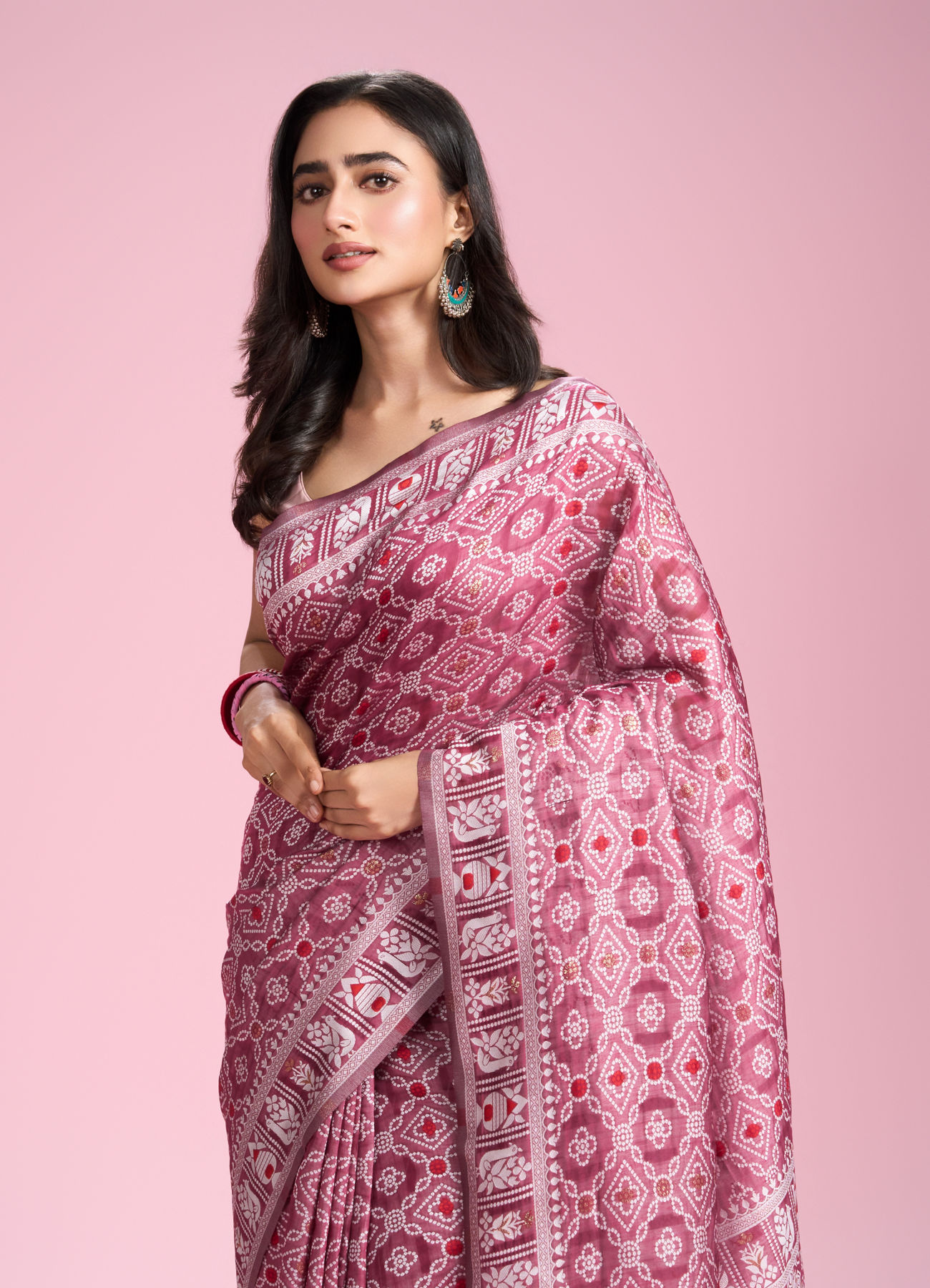 Mohey Women Wine Hues Celebration Saree