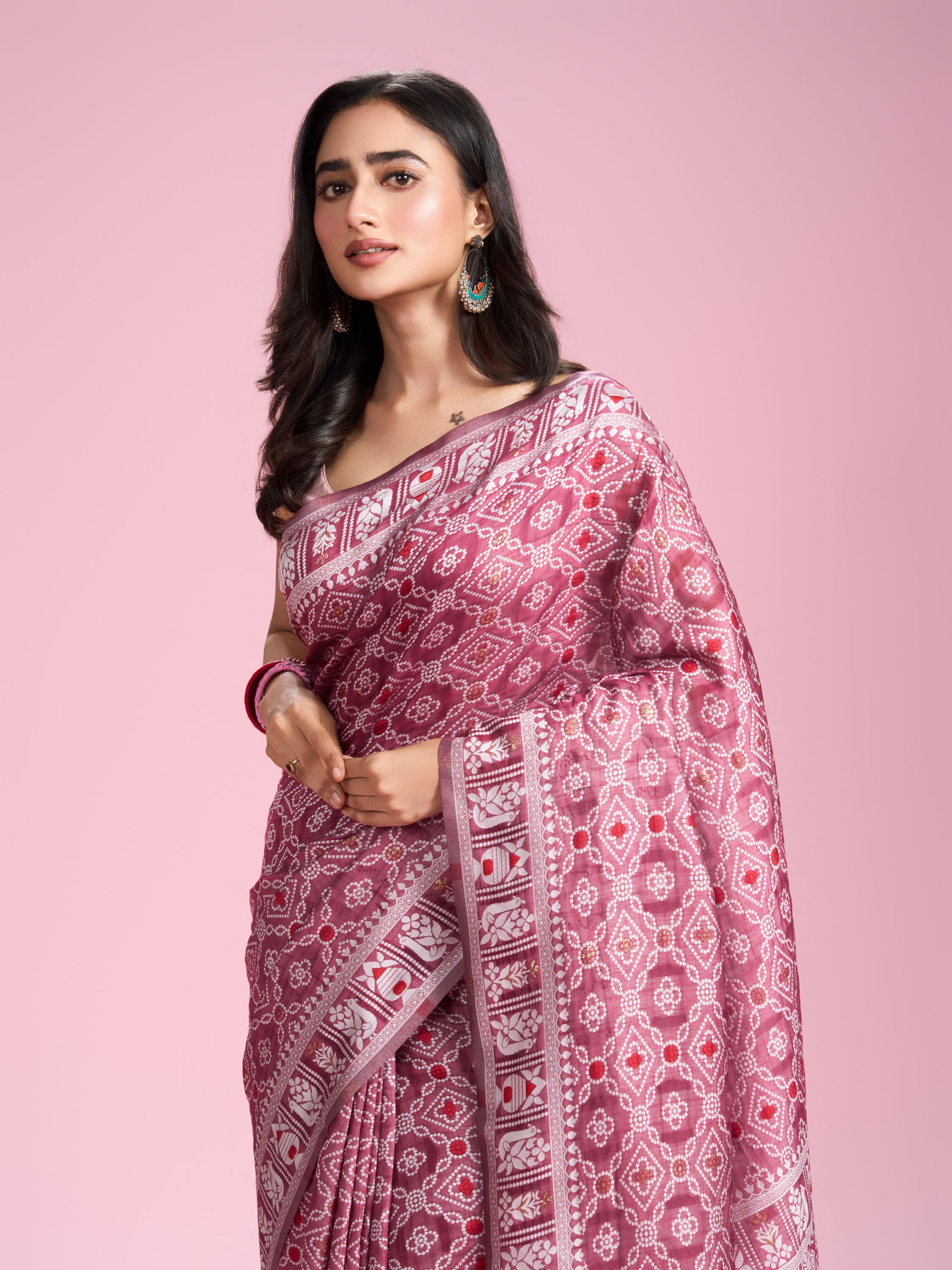 Mohey Women Wine Hues Celebration Saree