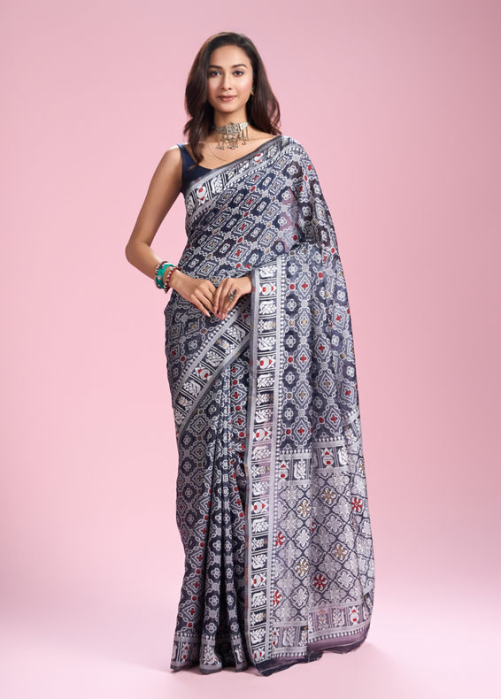 Mohey Women Mesmerizing Indigo Blue Saree