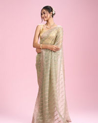 Mohey Women Pista Green Net Enchantment Saree