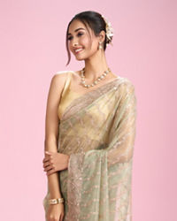 Mohey Women Pista Green Net Enchantment Saree