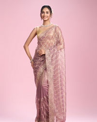 Mohey Women Enchanting Purple Net Saree
