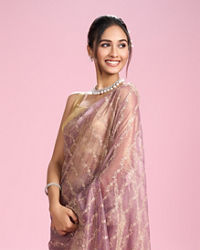 Mohey Women Enchanting Purple Net Saree