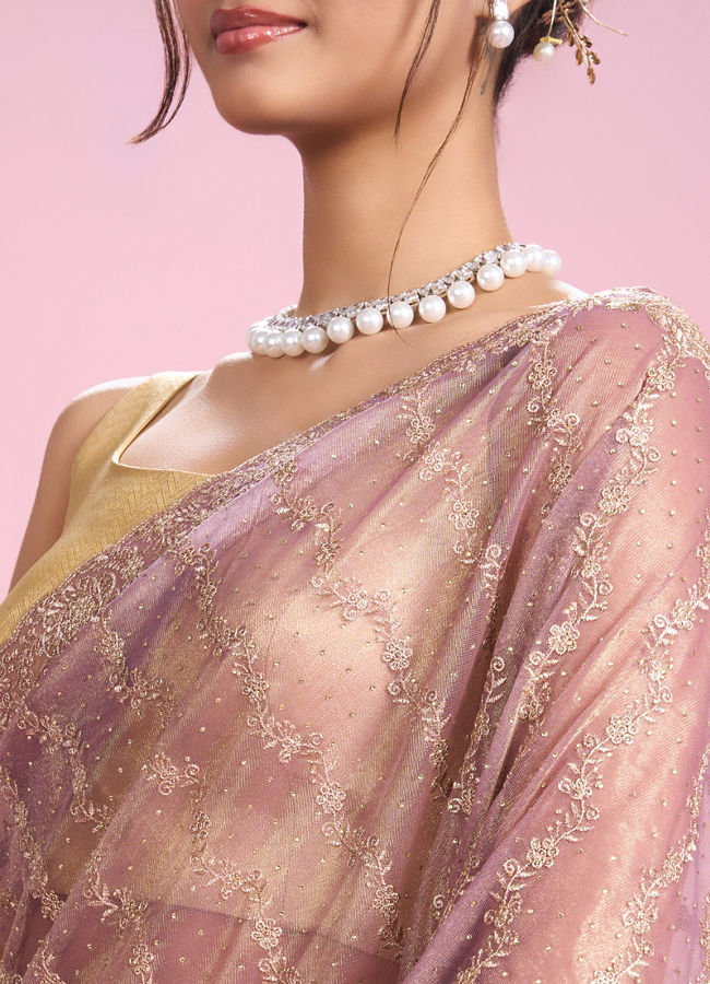 Mohey Women Enchanting Purple Net Saree