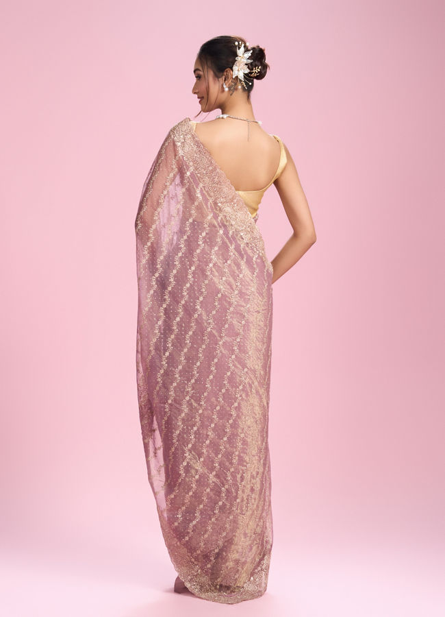 Mohey Women Enchanting Purple Net Saree