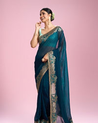 Mohey Women Eternal Elegance Blue Saree