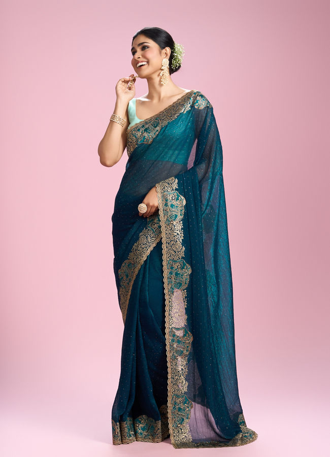 Mohey Women Eternal Elegance Blue Saree