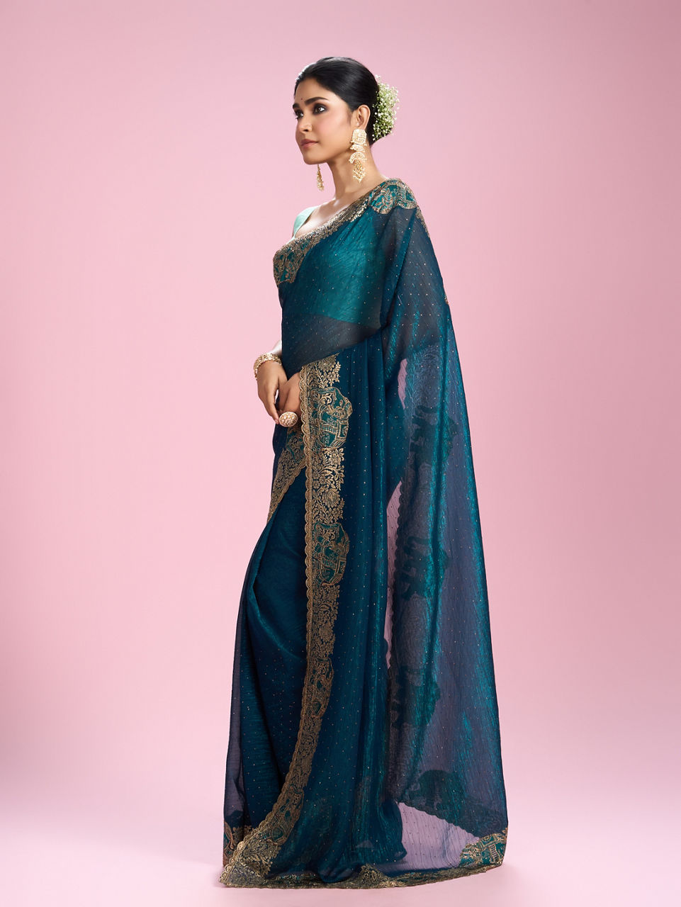 Mohey Women Eternal Elegance Blue Saree