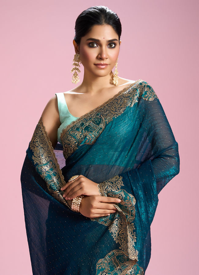 Mohey Women Eternal Elegance Blue Saree