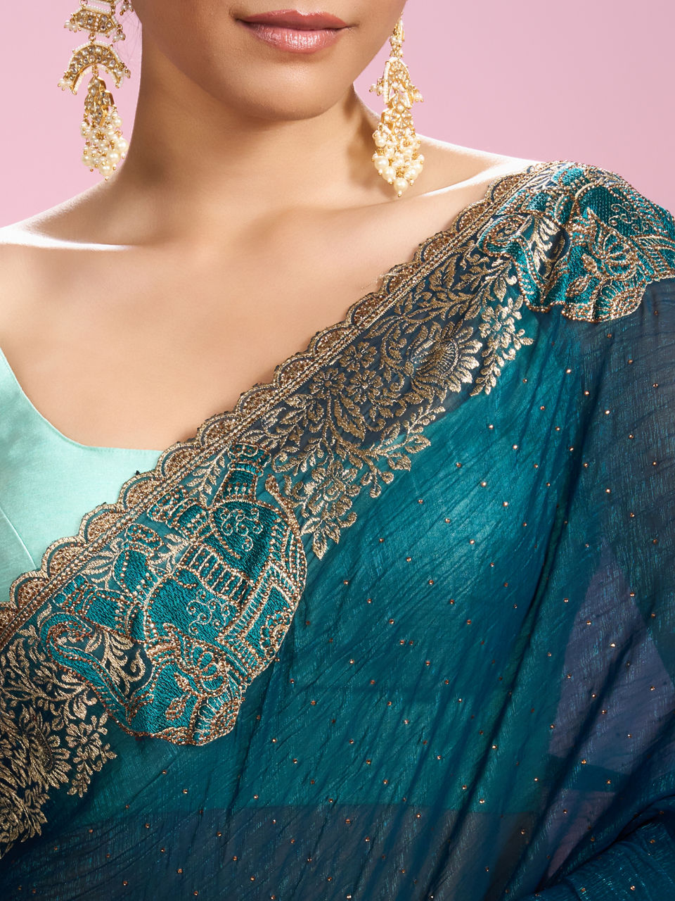Mohey Women Eternal Elegance Blue Saree