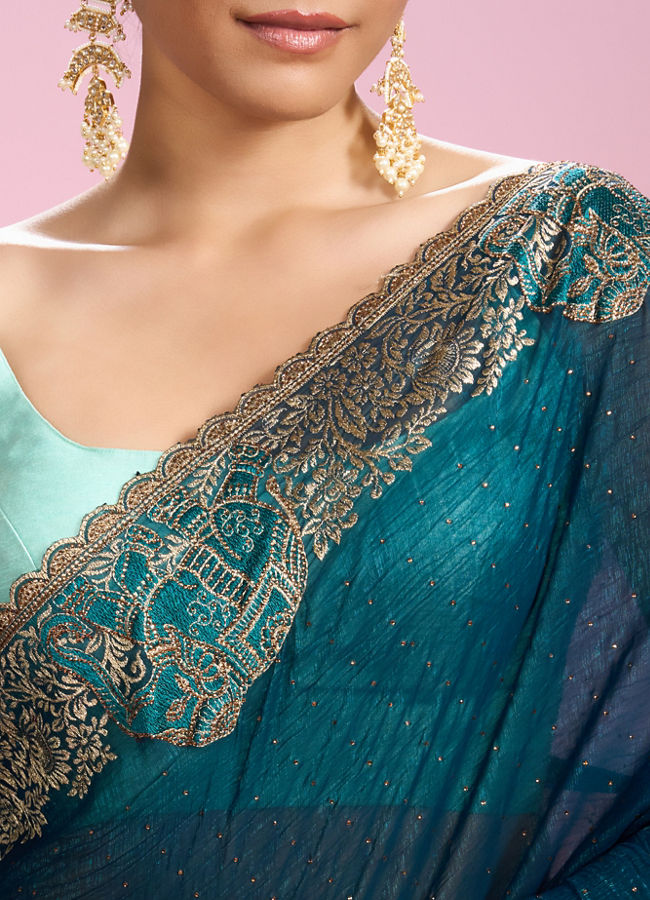 Mohey Women Eternal Elegance Blue Saree