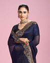 Mohey Women Indigo Blue Organza Saree