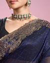 Mohey Women Indigo Blue Organza Saree