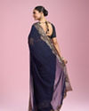 Mohey Women Indigo Blue Organza Saree