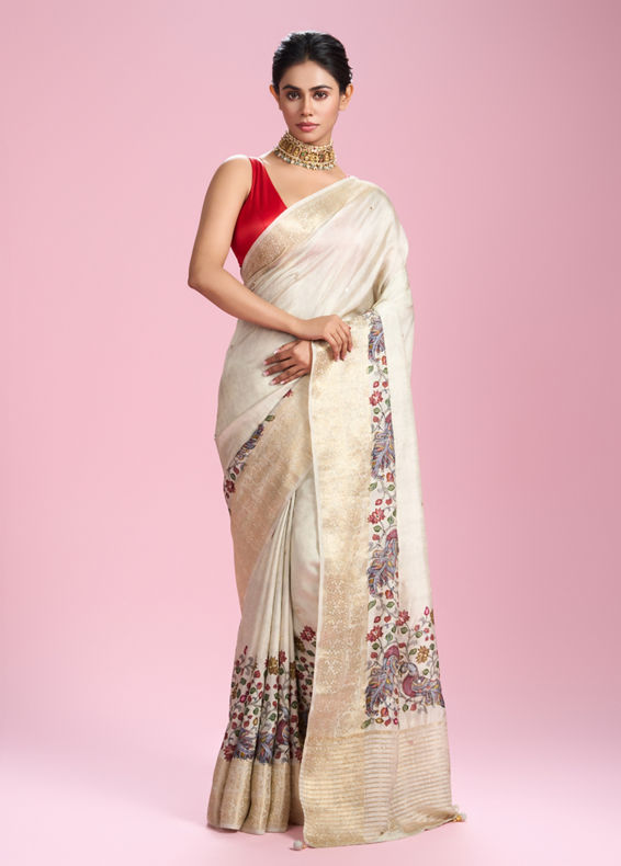 Mohey Women Cream Elegance Saree