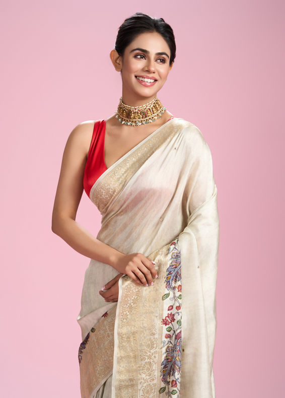 Mohey Women Cream Elegance Saree