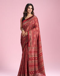 Mohey Women Radiant Red Art Silk Saree