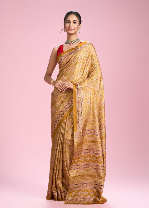 Mohey Women Mustard Yellow Elegance Saree