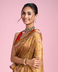 Mohey Women Mustard Yellow Elegance Saree