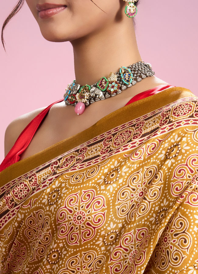 Mohey Women Mustard Yellow Elegance Saree