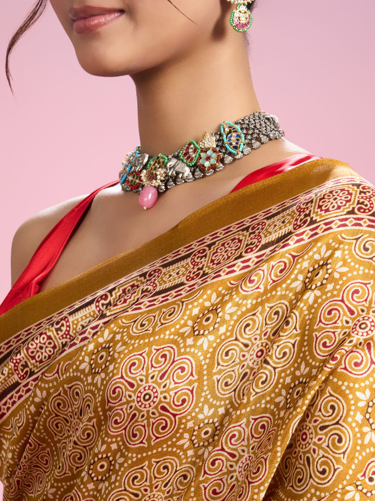 Mohey Women Mustard Yellow Elegance Saree