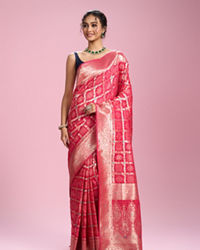 Mohey Women Ravishing Rani Pink Art Silk Saree
