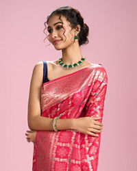 Mohey Women Ravishing Rani Pink Art Silk Saree