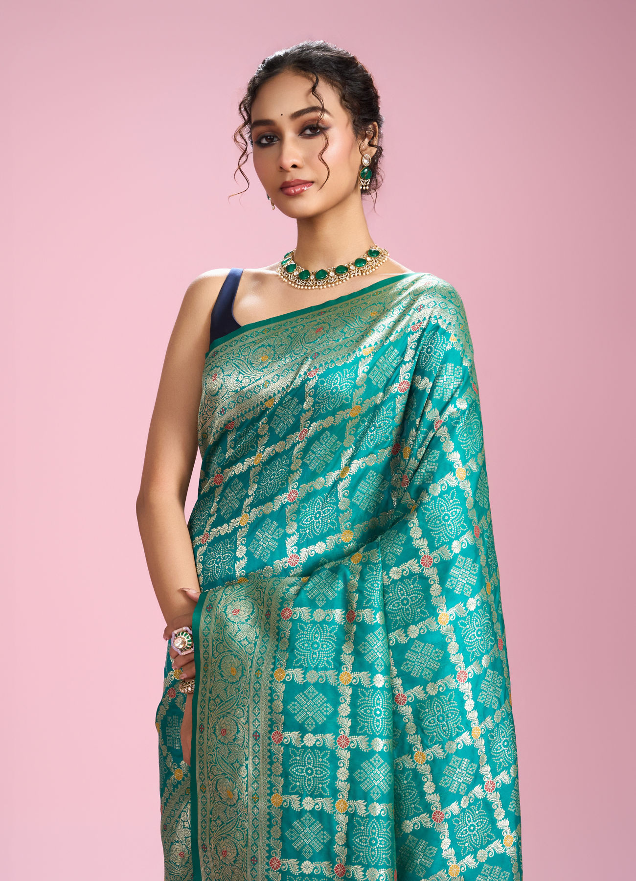 Mohey Women Radiant Rama Green Saree