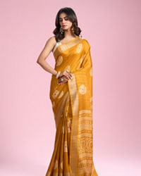 Mohey Women Sun Kissed Mustard Yellow Art Silk Saree