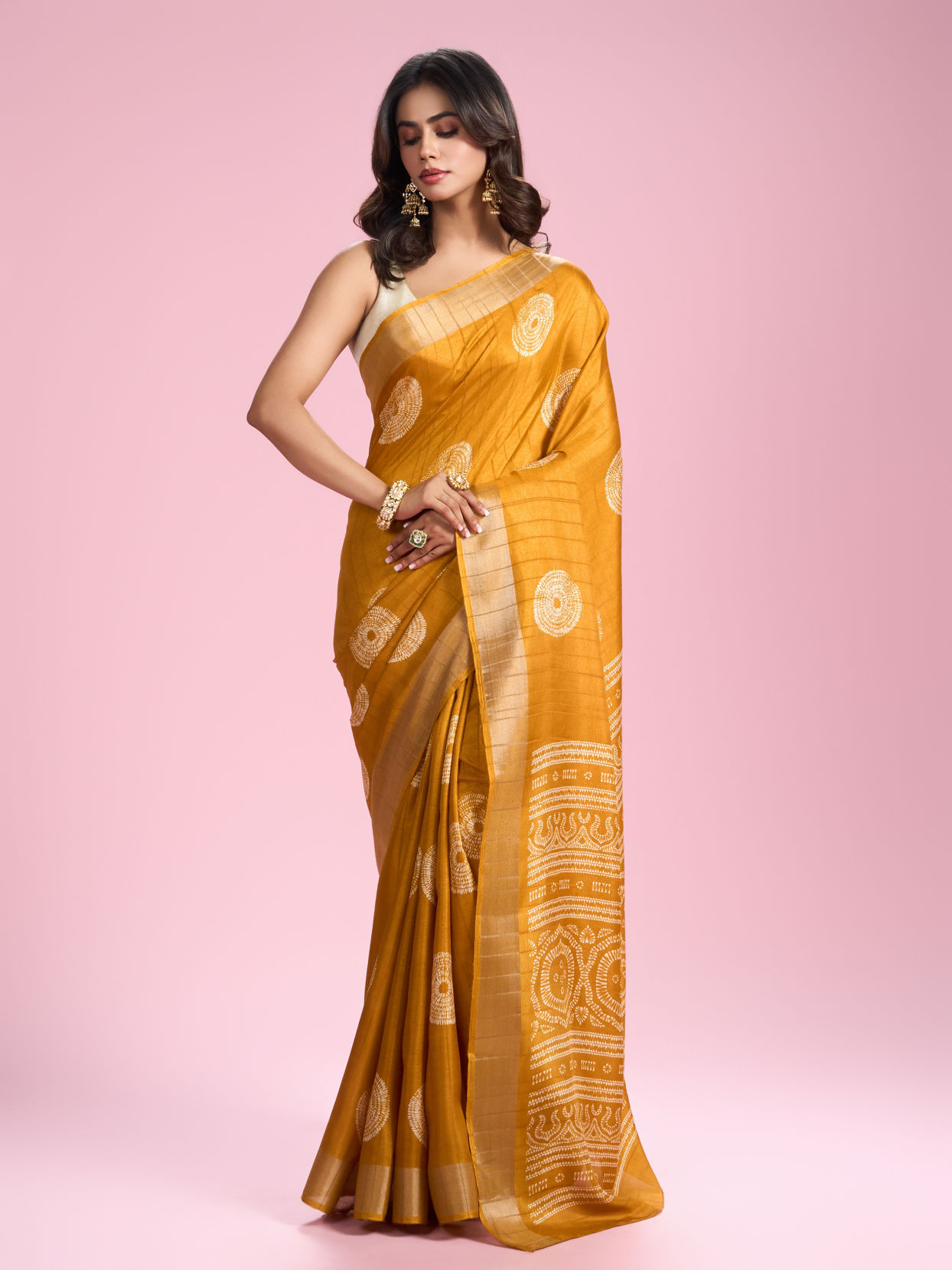 Mohey Women Sun Kissed Mustard Yellow Saree