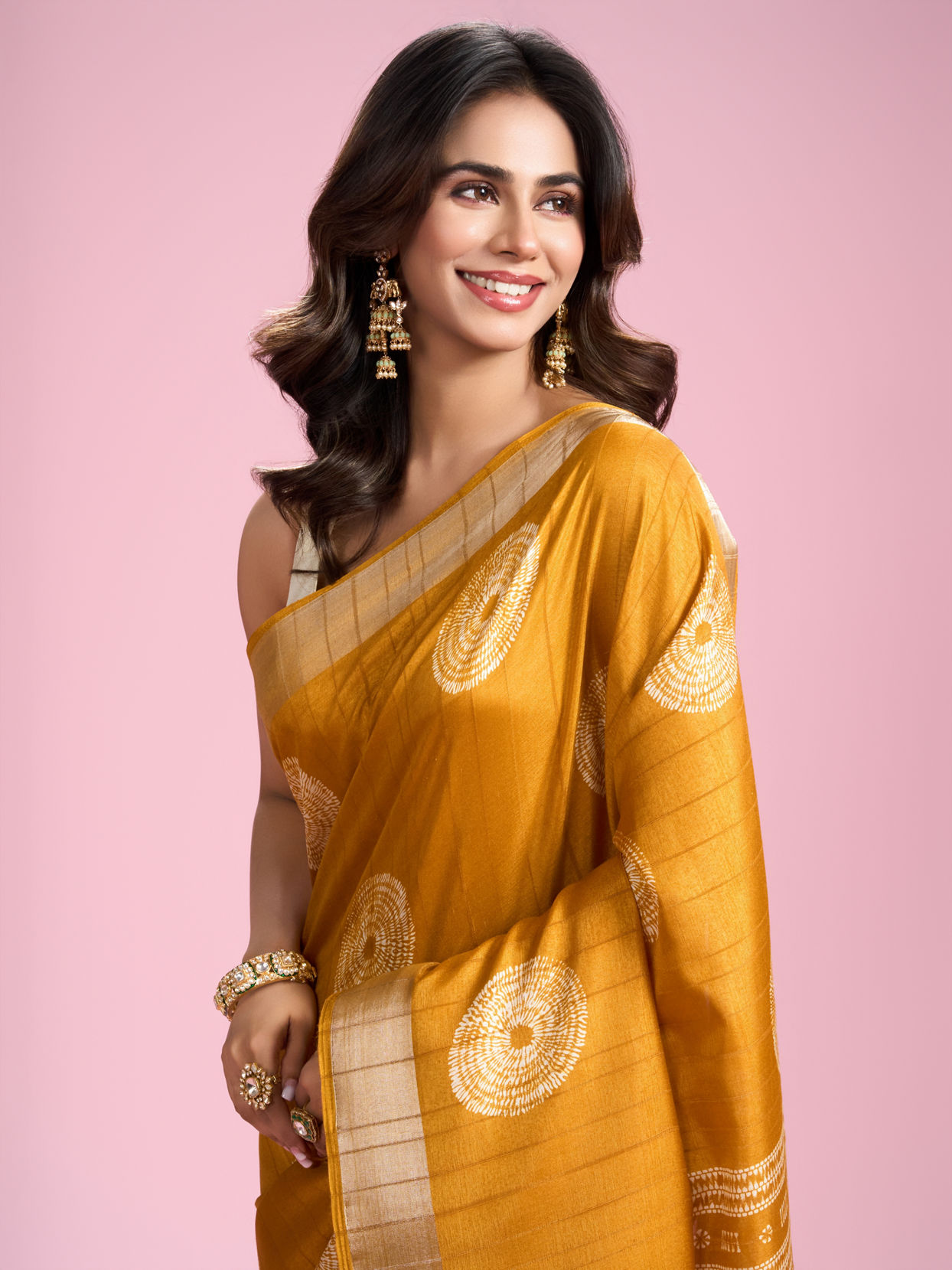 Mohey Women Sun Kissed Mustard Yellow Saree