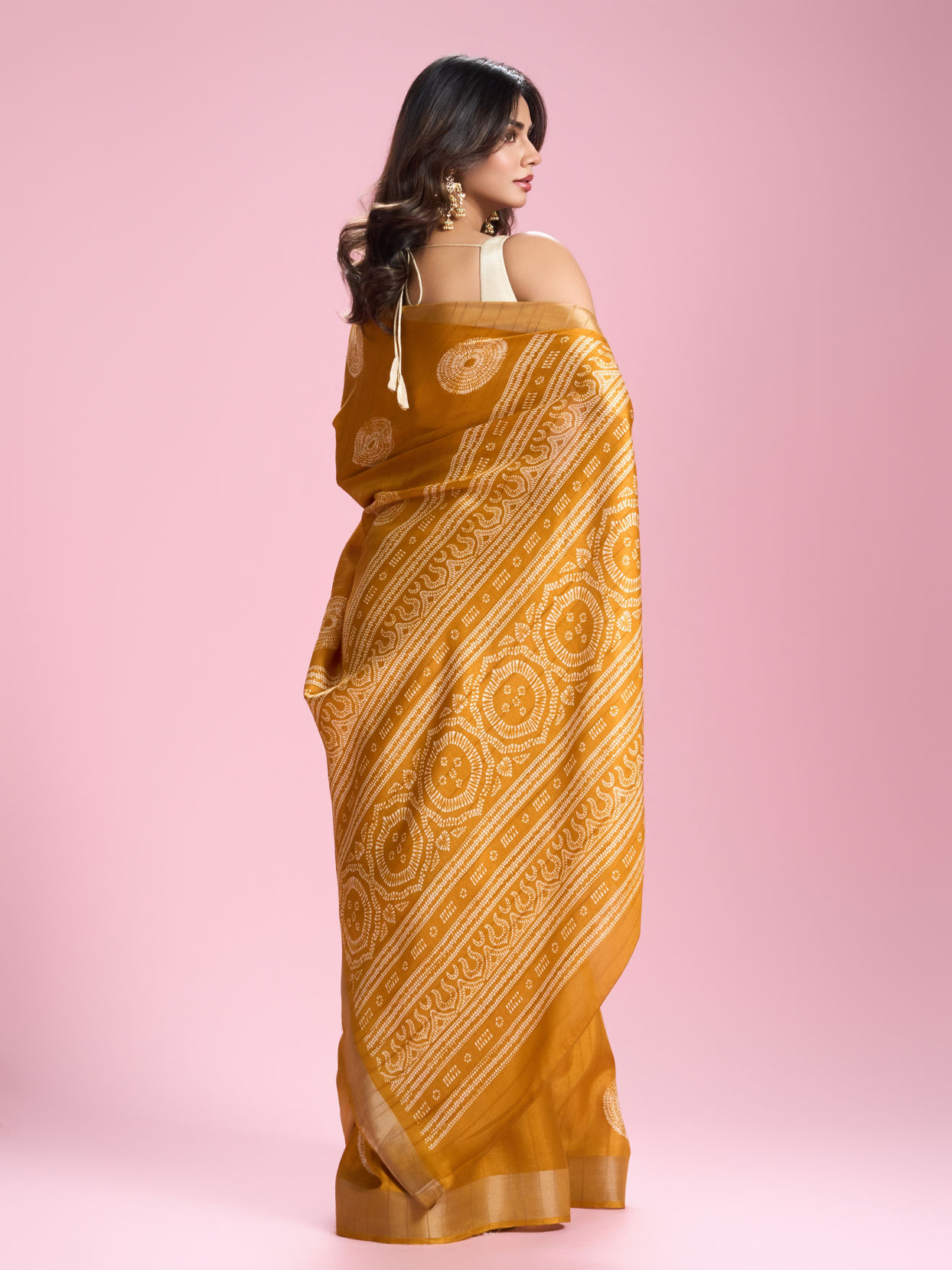 Mohey Women Sun Kissed Mustard Yellow Art Silk Saree