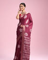 Mohey Women Radiant Wine Saree for Celebrations