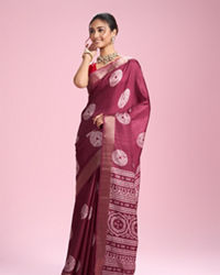 Mohey Women Radiant Wine Saree for Celebrations