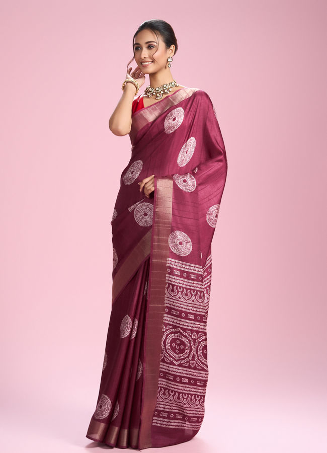 Mohey Women Radiant Wine Saree for Celebrations