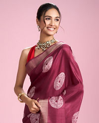 Mohey Women Radiant Wine Saree for Celebrations